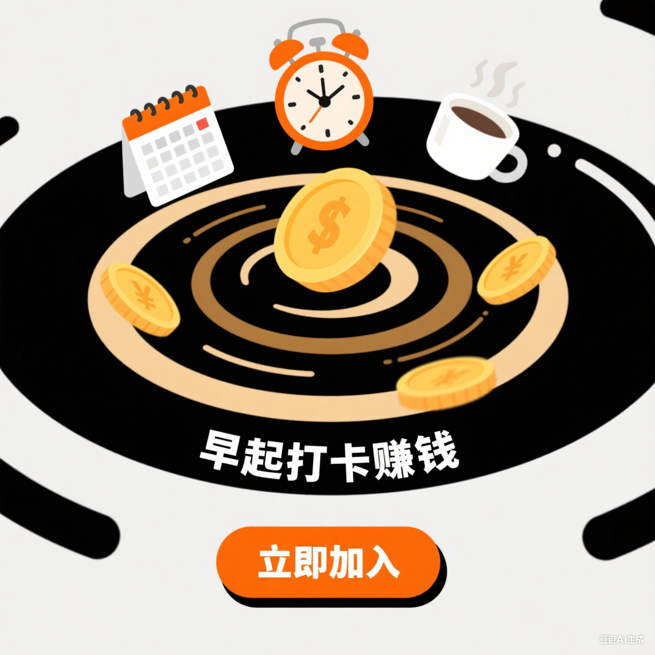早起打卡赚钱简约插画版抖音快手微信小程序看广告流量主开源